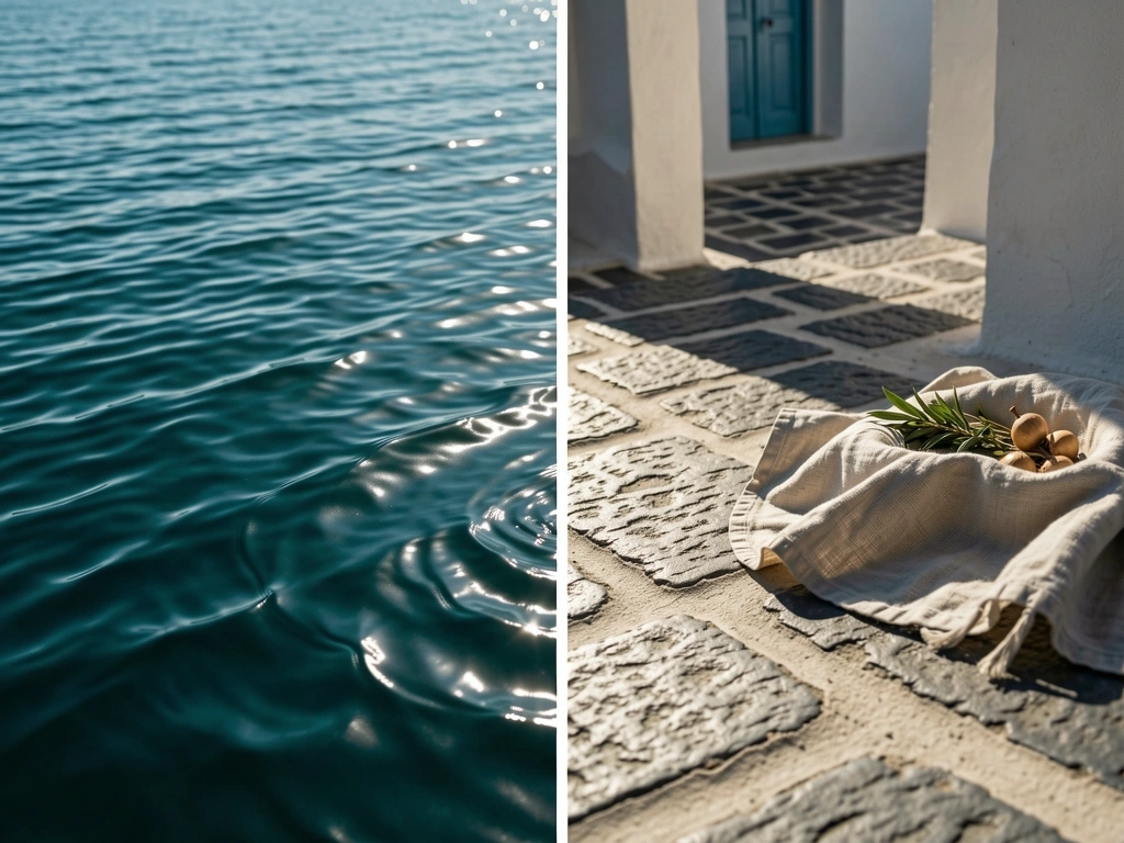 Deep teal Aegean water ripples.