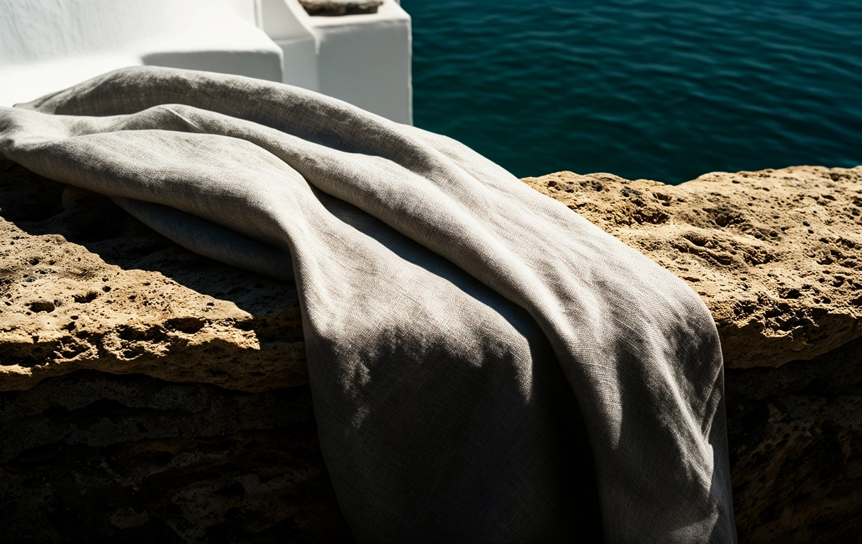Textural detail of raw linen